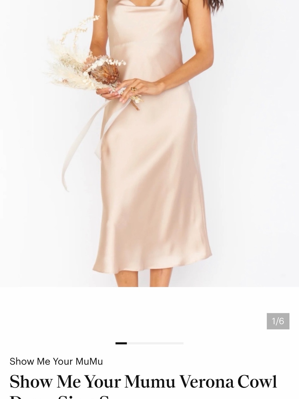 Show Me Your MuMu Verona Cowl Slip Dress in Blush Champagne NWT